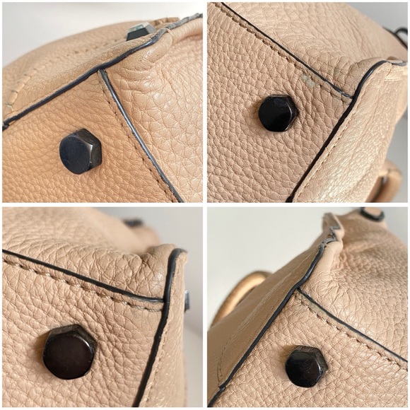 REBECCA MINKOFF REGAN pink leather black hardware top handle zipper closure bag - Picture 6 of 11